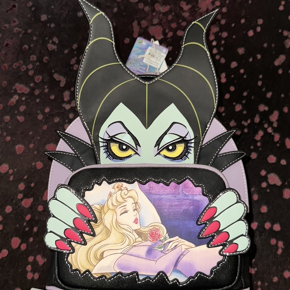 💜🖤💚Disney Loungefly Maleficent Backpack & Wallet🖤💜💚 - Picture 2 of 15